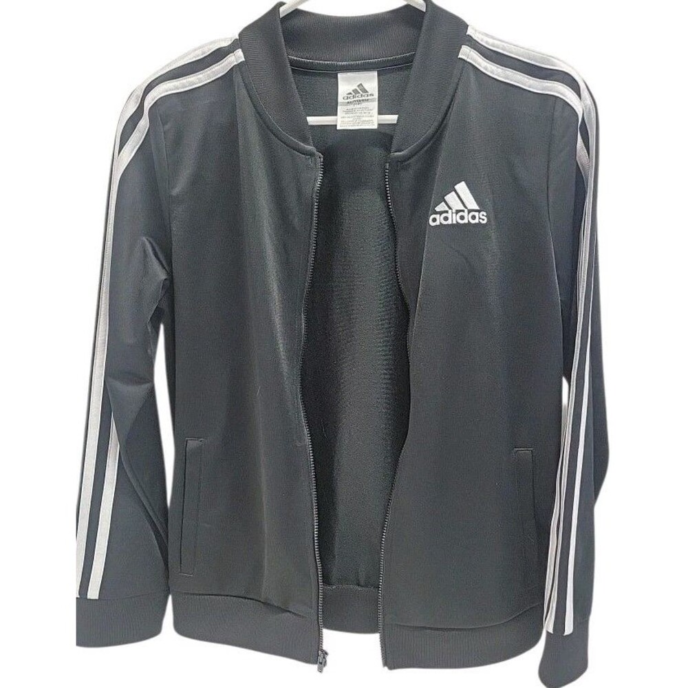 NWT Adidas Full Zip Up Black Track‎ Jacket Youth Boys Sz 16